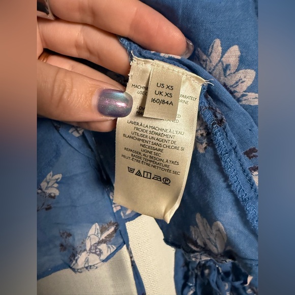 Free People Amanda Ruffle Top in Blue and White Cool Combo Size XS - Picture 11 of 15